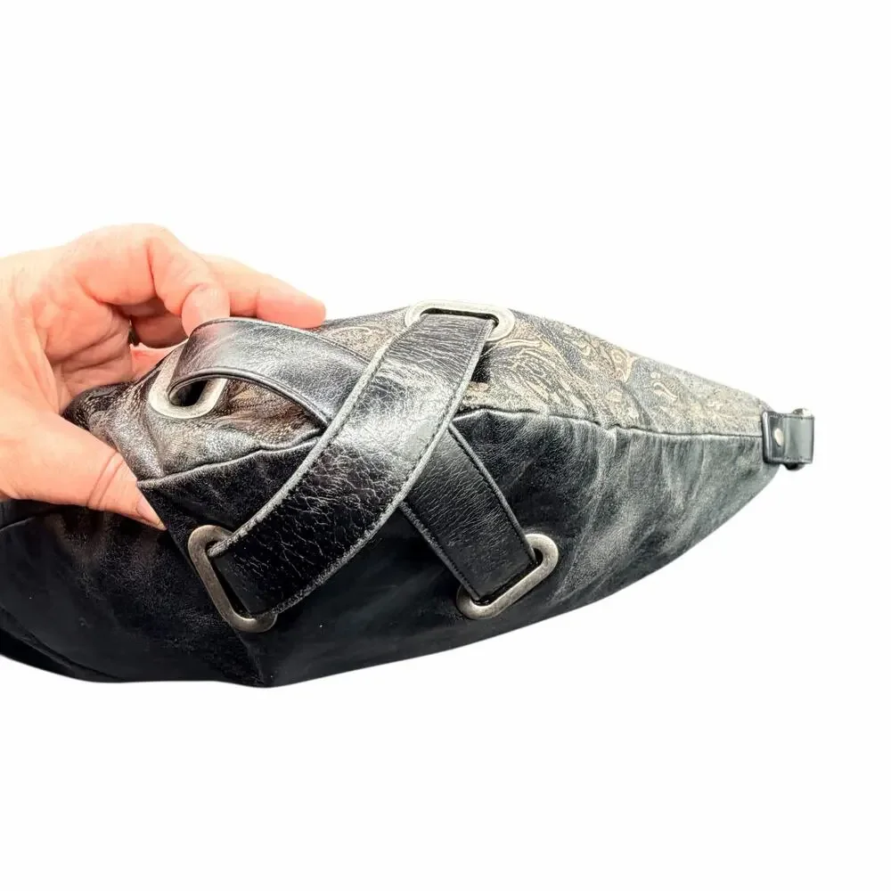 HOBO International Paisley Leather Hobo Shoulder Bag Y2K Boho